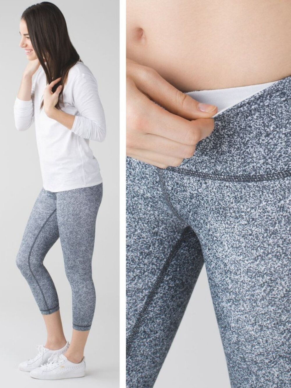 LULULEMON Wunder Under Crop III Size 4 Rio Mist White Black